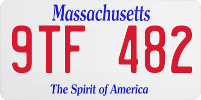 MA license plate 9TF482