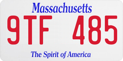 MA license plate 9TF485