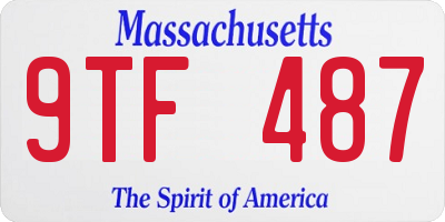 MA license plate 9TF487