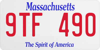 MA license plate 9TF490