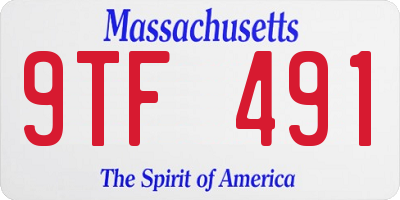 MA license plate 9TF491