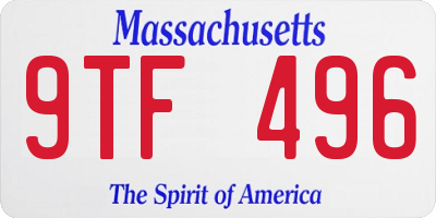 MA license plate 9TF496