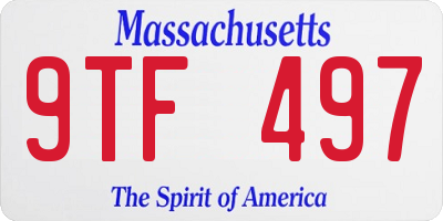 MA license plate 9TF497