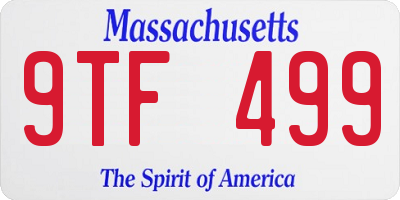 MA license plate 9TF499