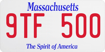 MA license plate 9TF500
