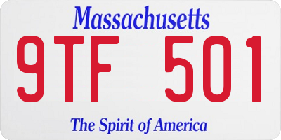 MA license plate 9TF501