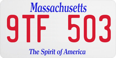 MA license plate 9TF503