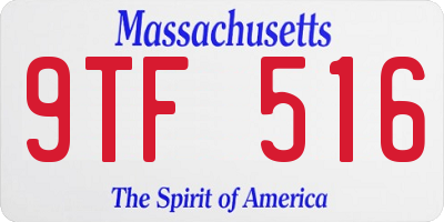 MA license plate 9TF516