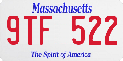 MA license plate 9TF522