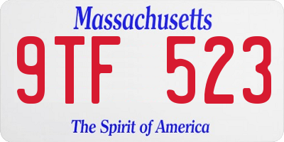MA license plate 9TF523