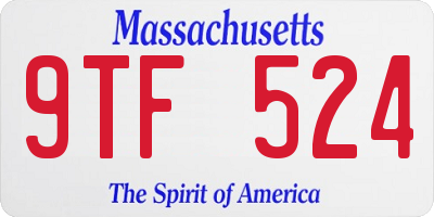 MA license plate 9TF524