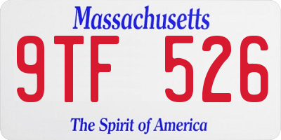 MA license plate 9TF526