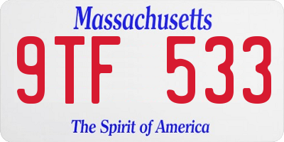 MA license plate 9TF533