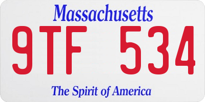 MA license plate 9TF534