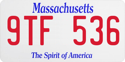 MA license plate 9TF536