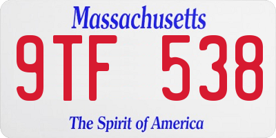 MA license plate 9TF538