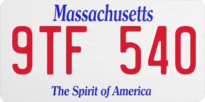 MA license plate 9TF540
