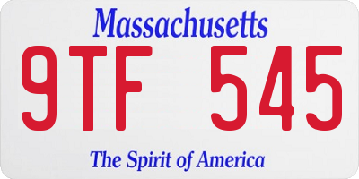 MA license plate 9TF545