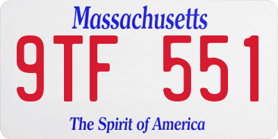MA license plate 9TF551