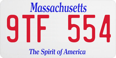 MA license plate 9TF554