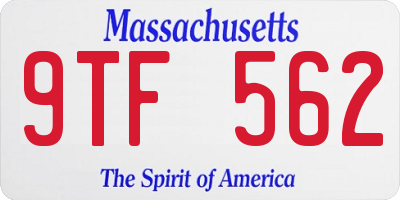 MA license plate 9TF562