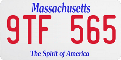 MA license plate 9TF565
