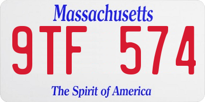 MA license plate 9TF574