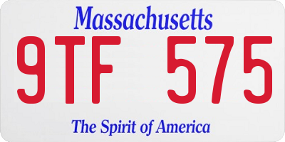 MA license plate 9TF575