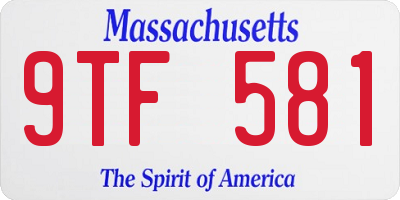 MA license plate 9TF581