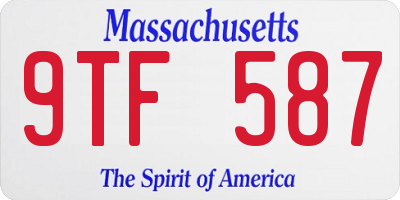 MA license plate 9TF587