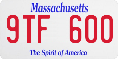 MA license plate 9TF600
