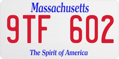 MA license plate 9TF602