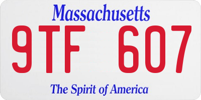 MA license plate 9TF607