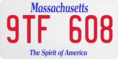 MA license plate 9TF608