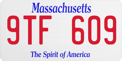MA license plate 9TF609
