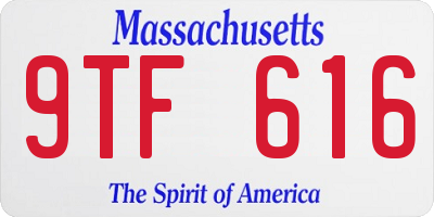 MA license plate 9TF616