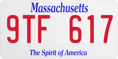 MA license plate 9TF617