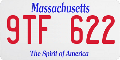 MA license plate 9TF622