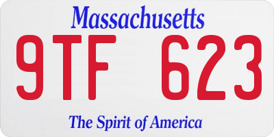 MA license plate 9TF623