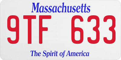 MA license plate 9TF633