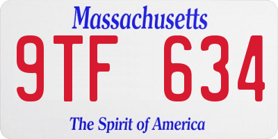 MA license plate 9TF634