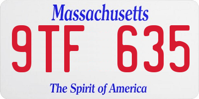 MA license plate 9TF635