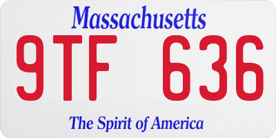 MA license plate 9TF636