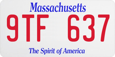 MA license plate 9TF637