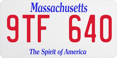 MA license plate 9TF640