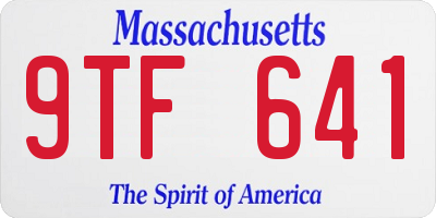 MA license plate 9TF641