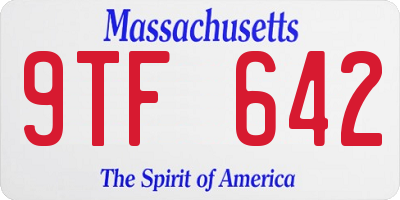 MA license plate 9TF642