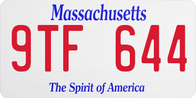 MA license plate 9TF644