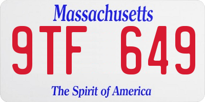 MA license plate 9TF649