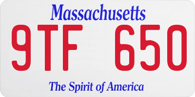 MA license plate 9TF650